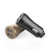 Chargeur allume-cigare automatique (HV-UC2027) 2USB dans un boîtier entièrement métallique givré.