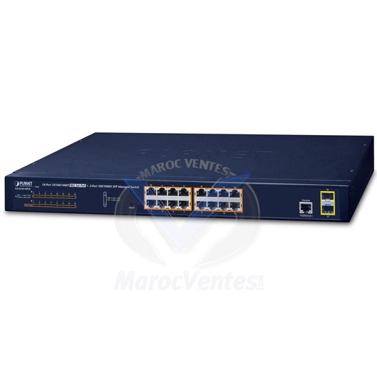 SWITCH PLANET 16-PORT 10/100/1000T 802.3AT POE + 2-PORT 100/1000X SFP MANAGED 220W GS-4210-16P2S