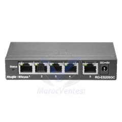 Commutateur Intelligent Gigabit à 5 Ports RJ45 Gigabit Boîtier en Acier de Bureau RG-ES205GC