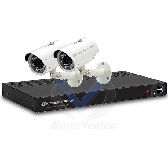 Kit de Surveillance IP 8-Canaux POE 2 x Caméras HD C8CHIPSKIT