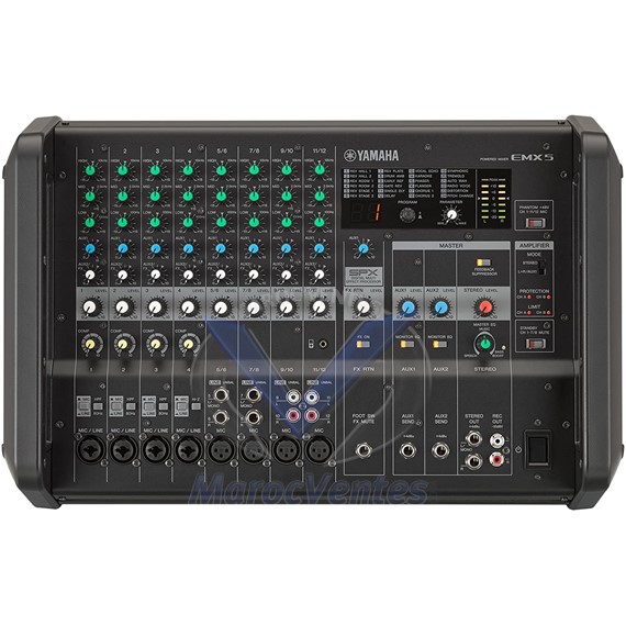 Console de Mixage Amplifiée 12 voies 2x630W sous 4 ohms EMX-5
