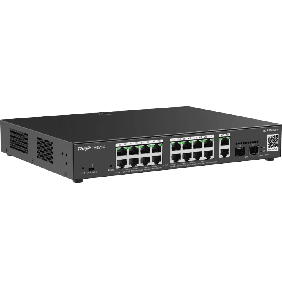 Reyee Switch 20 Ports Gb  16 PoE  2RJ45 2SFP  250W RG-ES220GS-P